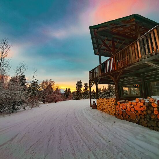 Husky lodge holiday in snowy Canada
