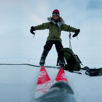 Skitour mit Huskyschlitten